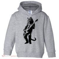 Rock Cat Playing Guitar Funny Guitar Cat Toddler Hoodie thumb 0