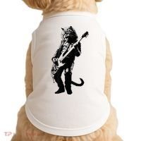 Rock Cat Playing Guitar Funny Guitar Cat Doggie Tank thumb 0