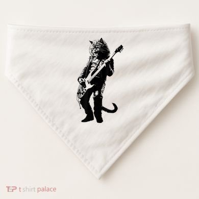 Rock Cat Playing Guitar Funny Guitar Cat USA-Made Doggie Bandana