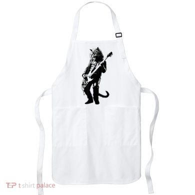 Rock Cat Playing Guitar Funny Guitar Cat Apron