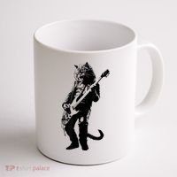 Rock Cat Playing Guitar Funny Guitar Cat Coffee Mug thumb 1