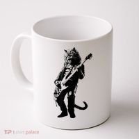 Rock Cat Playing Guitar Funny Guitar Cat Coffee Mug thumb 0
