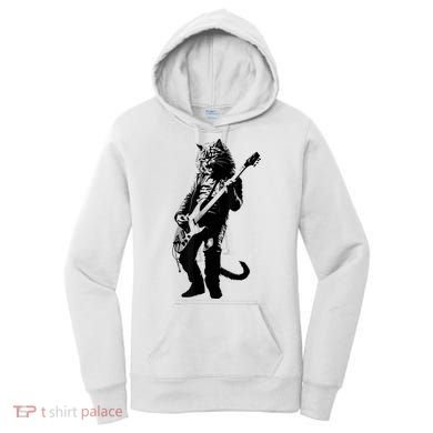 Rock Cat Playing Guitar Funny Guitar Cat Women's Hoodie