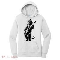 Rock Cat Playing Guitar Funny Guitar Cat Women's Hoodie thumb 0