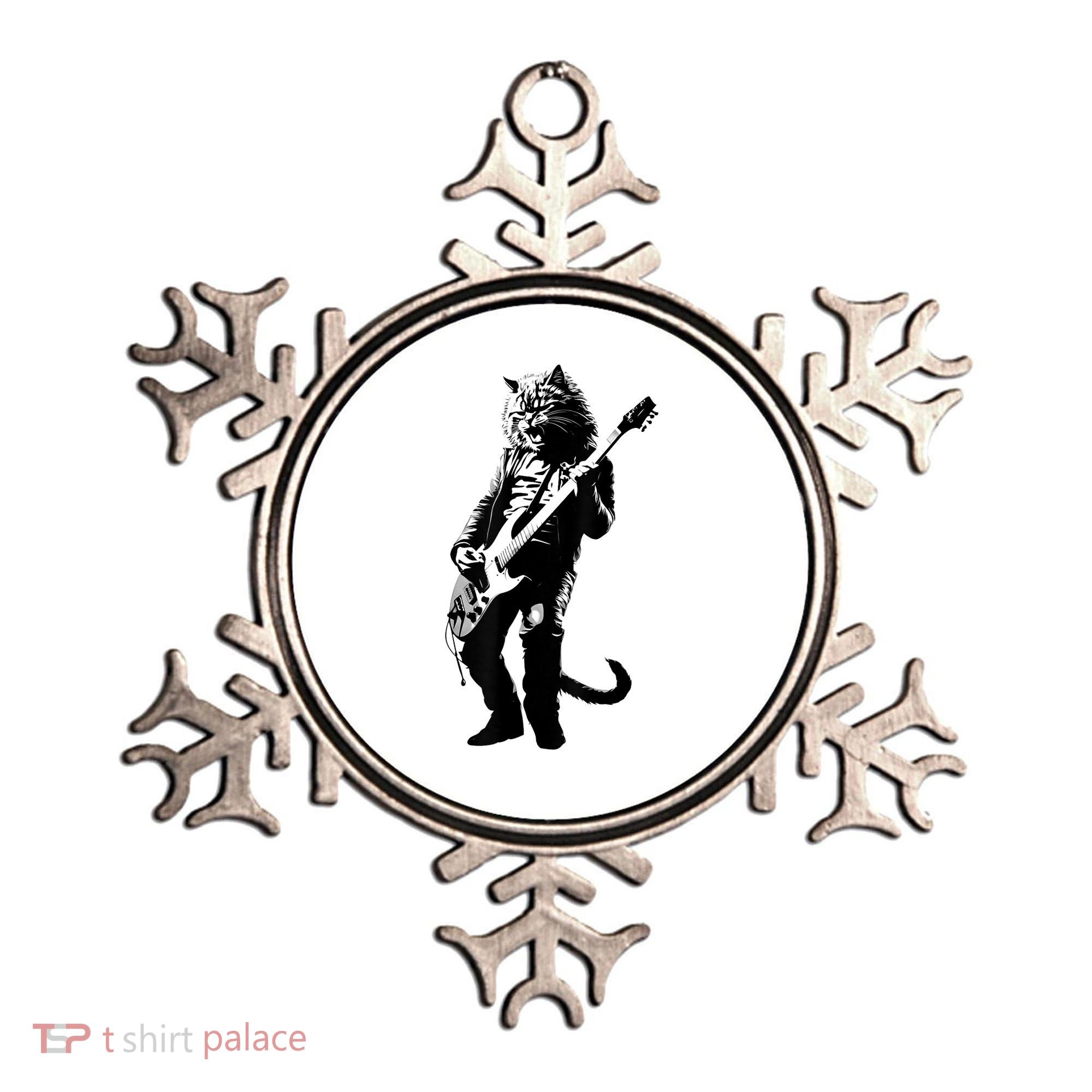 Rock Cat Playing Guitar Funny Guitar Cat Ornament