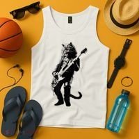 Rock Cat Playing Guitar Funny Guitar Cat Tank Top thumb 4