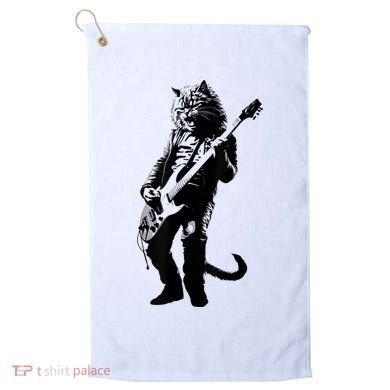 Rock Cat Playing Guitar Funny Guitar Cat Golf Towel