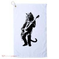 Rock Cat Playing Guitar Funny Guitar Cat Golf Towel thumb 0