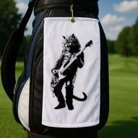 Rock Cat Playing Guitar Funny Guitar Cat Golf Towel thumb 2