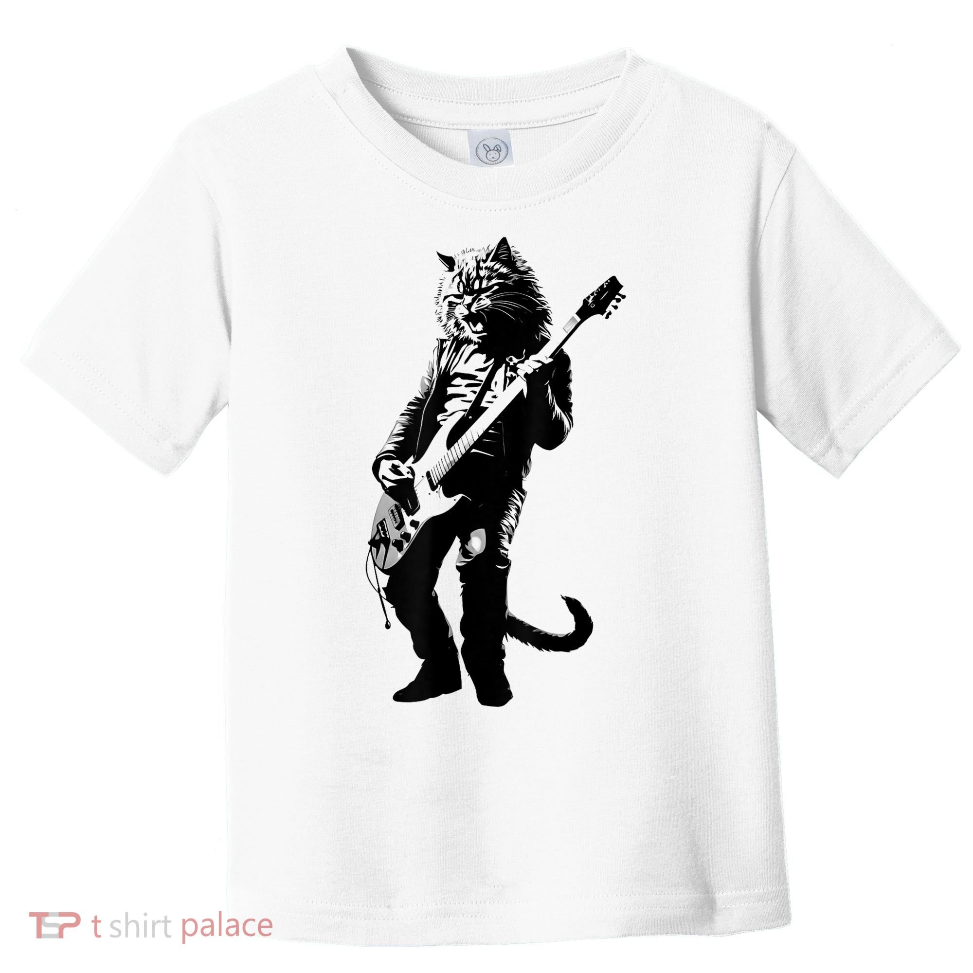 Rock Cat Playing Guitar Funny Guitar Cat Toddler T-Shirt