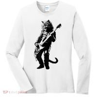 Rock Cat Playing Guitar Funny Guitar Cat Women's Long Sleeve Shirt thumb 0