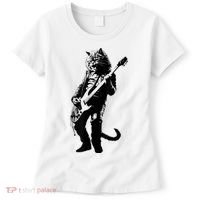 Rock Cat Playing Guitar Funny Guitar Cat Women's T-Shirt thumb 0