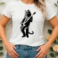 Rock Cat Playing Guitar Funny Guitar Cat Women's T-Shirt thumb 2