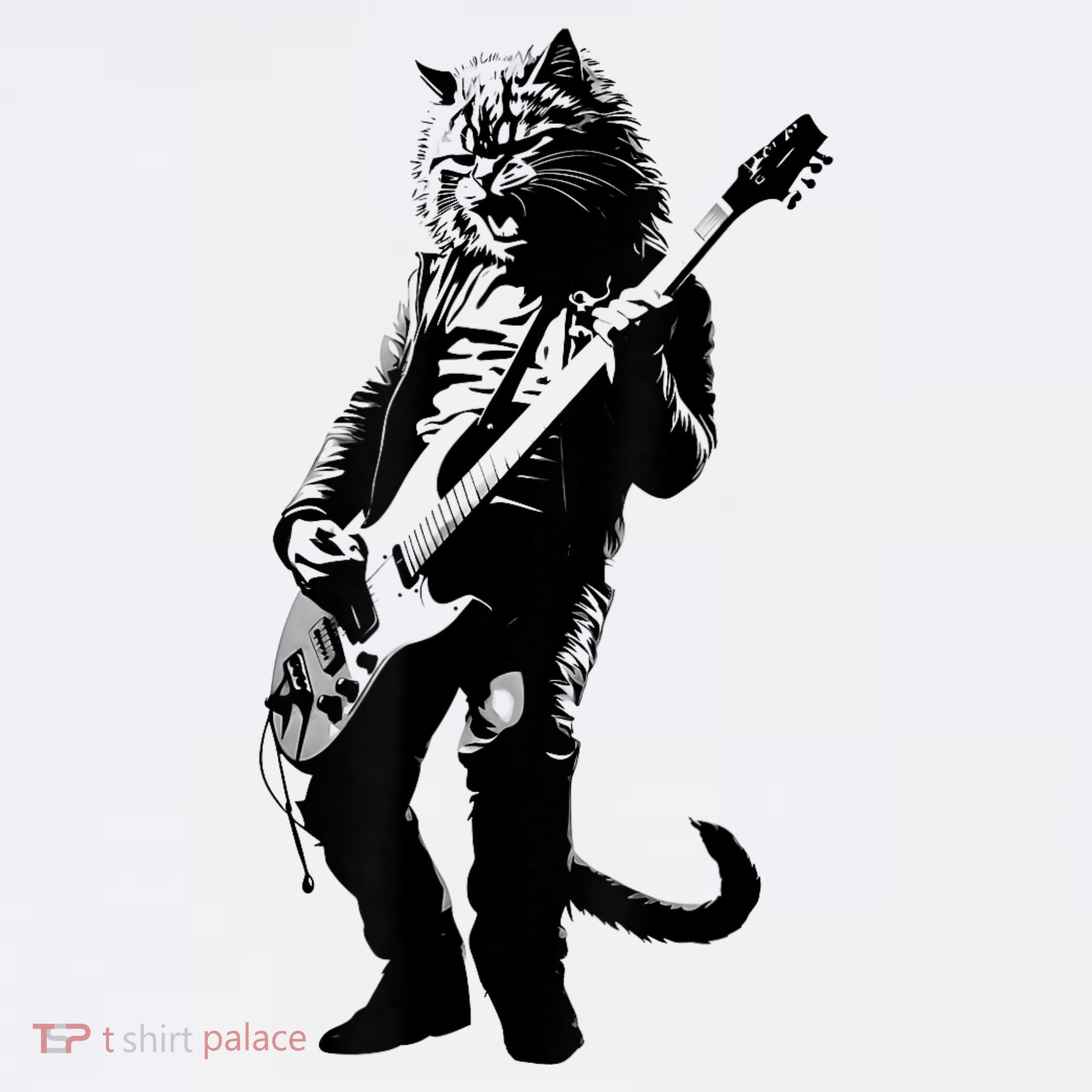 Rock Cat Playing Guitar Funny Guitar Cat Women's T-Shirt