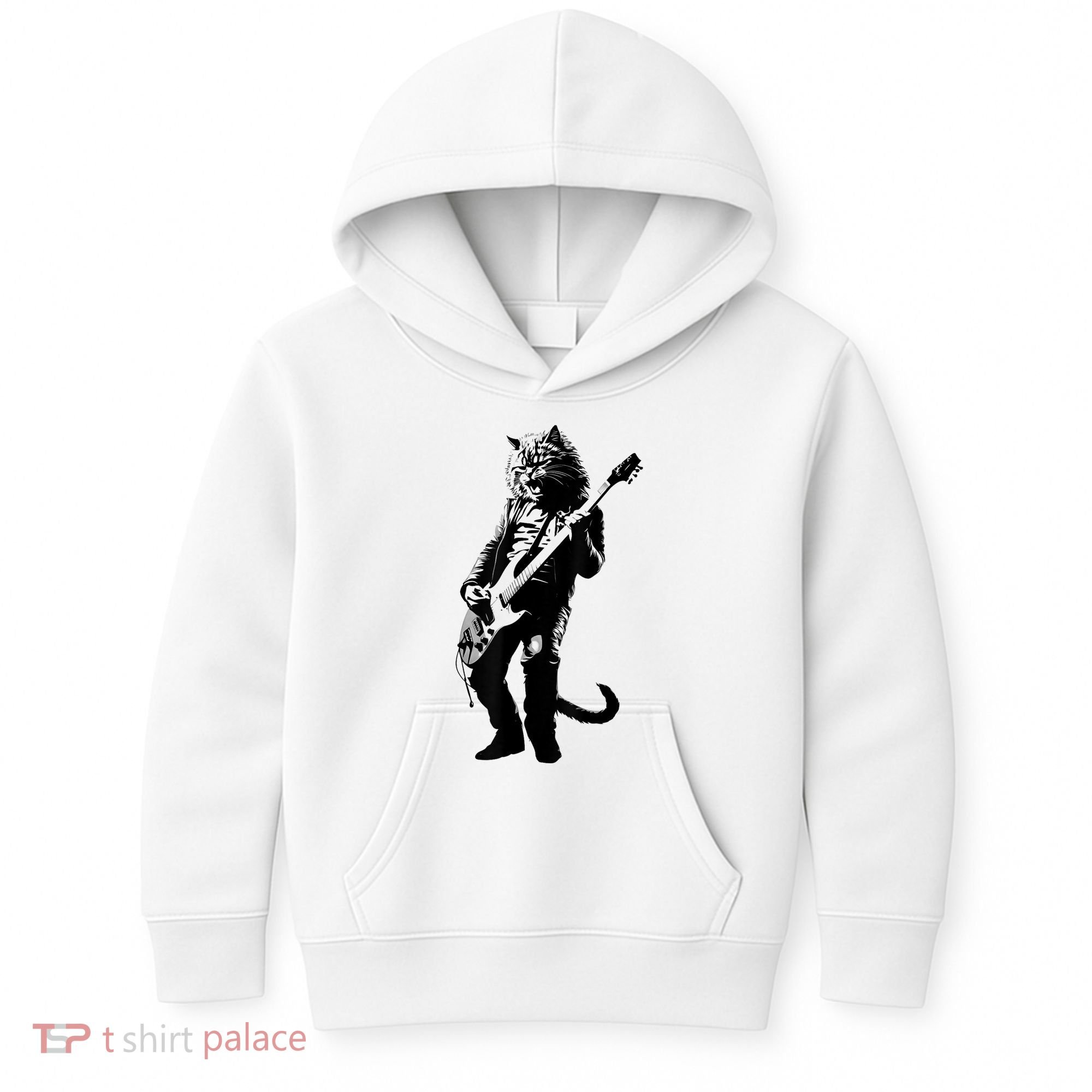 Rock Cat Playing Guitar Funny Guitar Cat Kids Hoodie