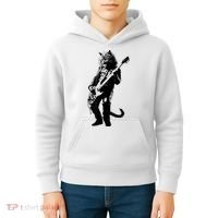 Rock Cat Playing Guitar Funny Guitar Cat Kids Hoodie thumb 4