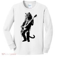 Rock Cat Playing Guitar Funny Guitar Cat Kids Long Sleeve Shirt thumb 0