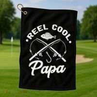Reel Cool Papa Fishing Fisher Gift For Dads Golf Towel thumb 1