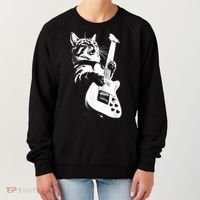 Rock Cat Playing Guitar Funny Guitar Cat Women's Sweatshirt thumb 0