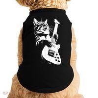 Rock Cat Playing Guitar Funny Guitar Cat Doggie Tank thumb 0