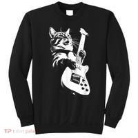 Rock Cat Playing Guitar Funny Guitar Cat Sweatshirt thumb 0