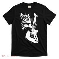 Rock Cat Playing Guitar Funny Guitar Cat T-Shirt thumb 0