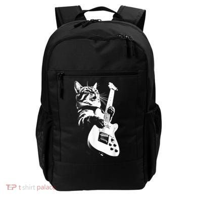 Rock Cat Playing Guitar Funny Guitar Cat Backpack