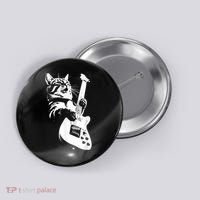 Rock Cat Playing Guitar Funny Guitar Cat Button thumb 0