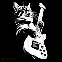 Rock Cat Playing Guitar Funny Guitar Cat Button thumb 1