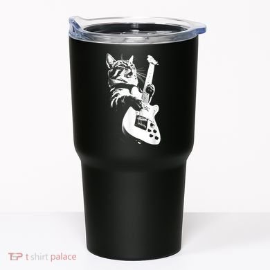 Rock Cat Playing Guitar Funny Guitar Cat Tumbler