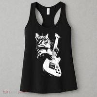 Rock Cat Playing Guitar Funny Guitar Cat Women's Tank Top thumb 3