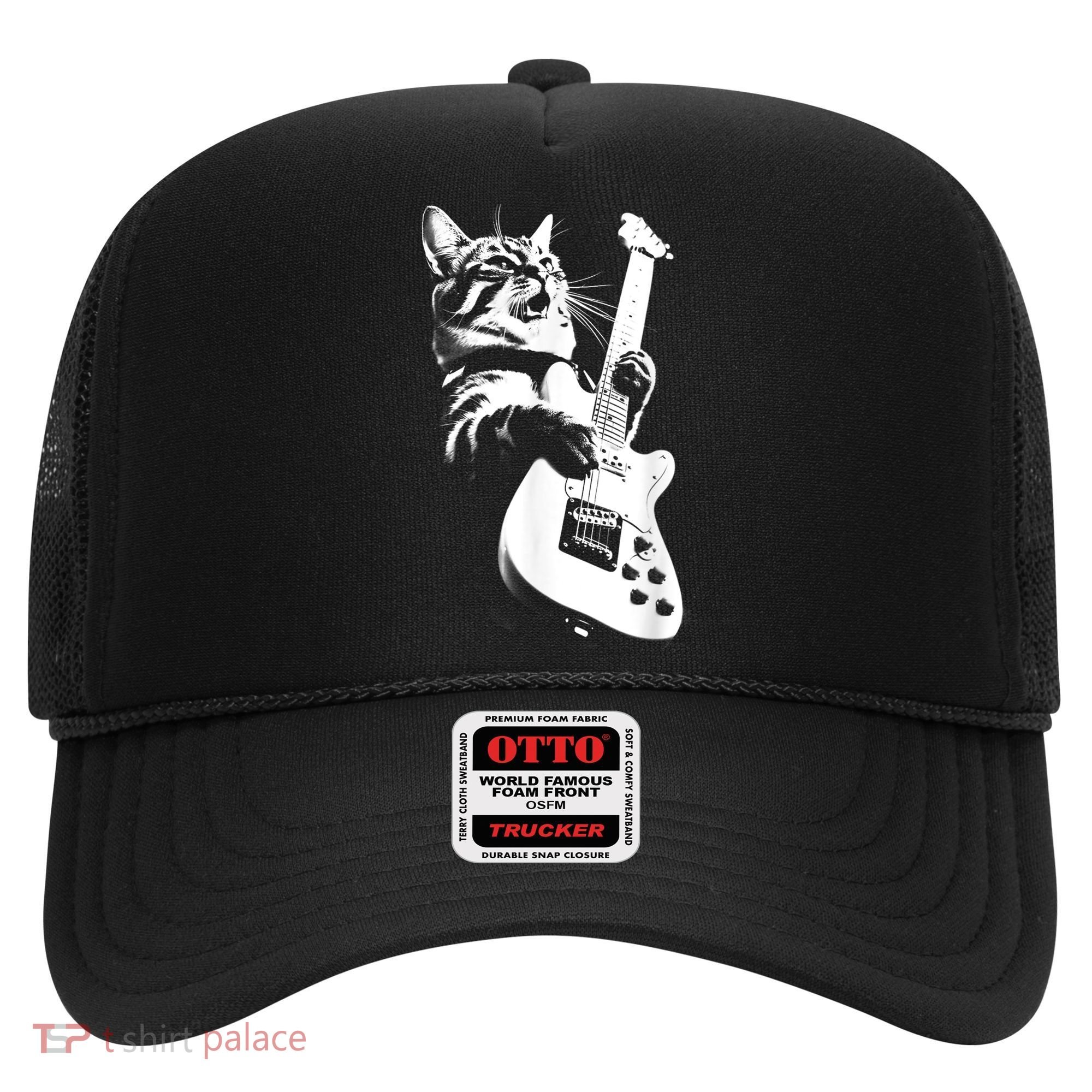 Rock Cat Playing Guitar Funny Guitar Cat Hat