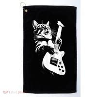 Rock Cat Playing Guitar Funny Guitar Cat Golf Towel thumb 0