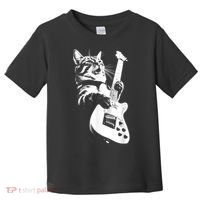 Rock Cat Playing Guitar Funny Guitar Cat Toddler T-Shirt thumb 0