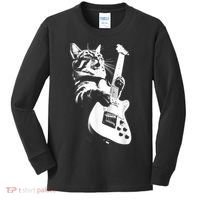 Rock Cat Playing Guitar Funny Guitar Cat Kids Long Sleeve Shirt thumb 0