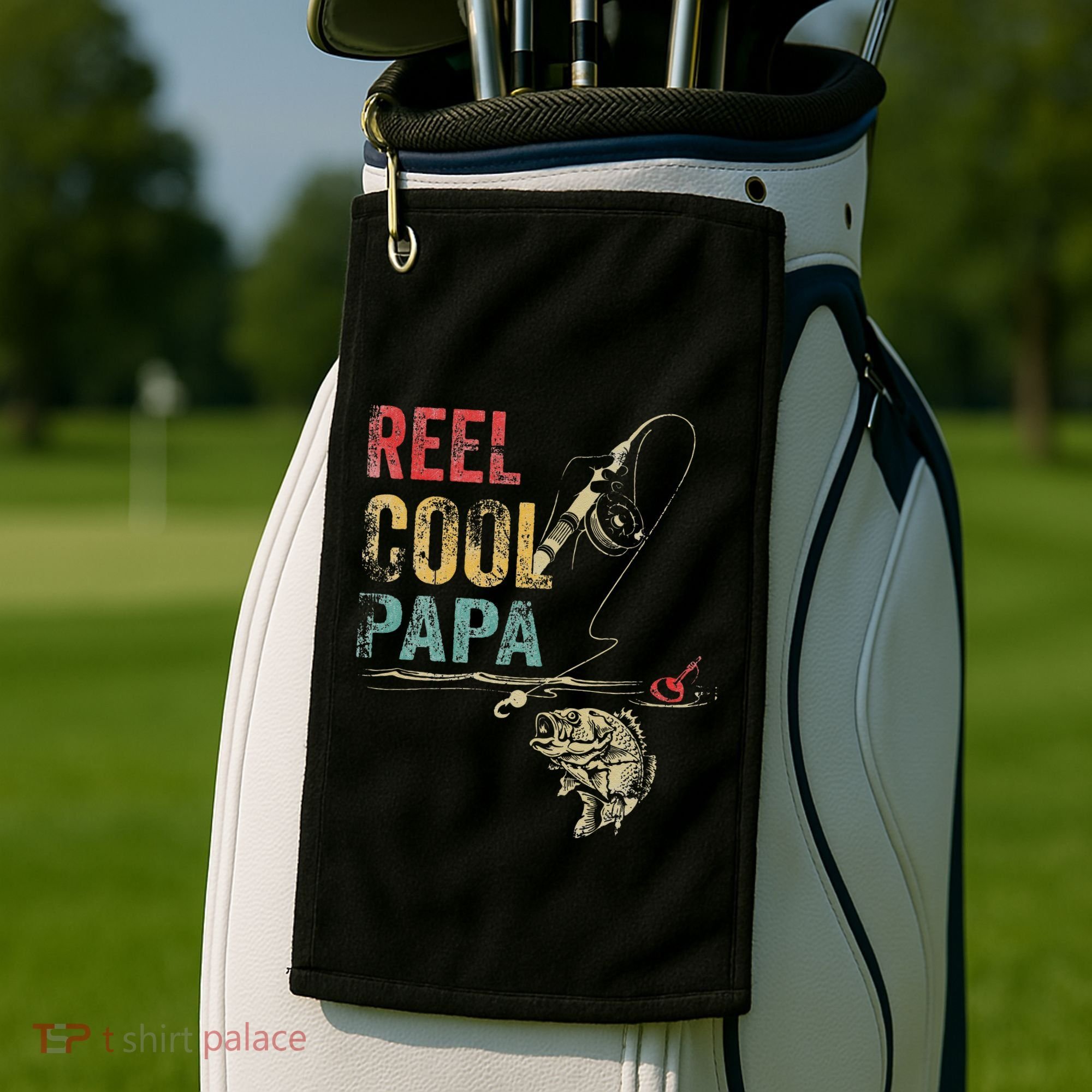Reel Cool Papa Fish Fishing Fathers Day Golf Towel