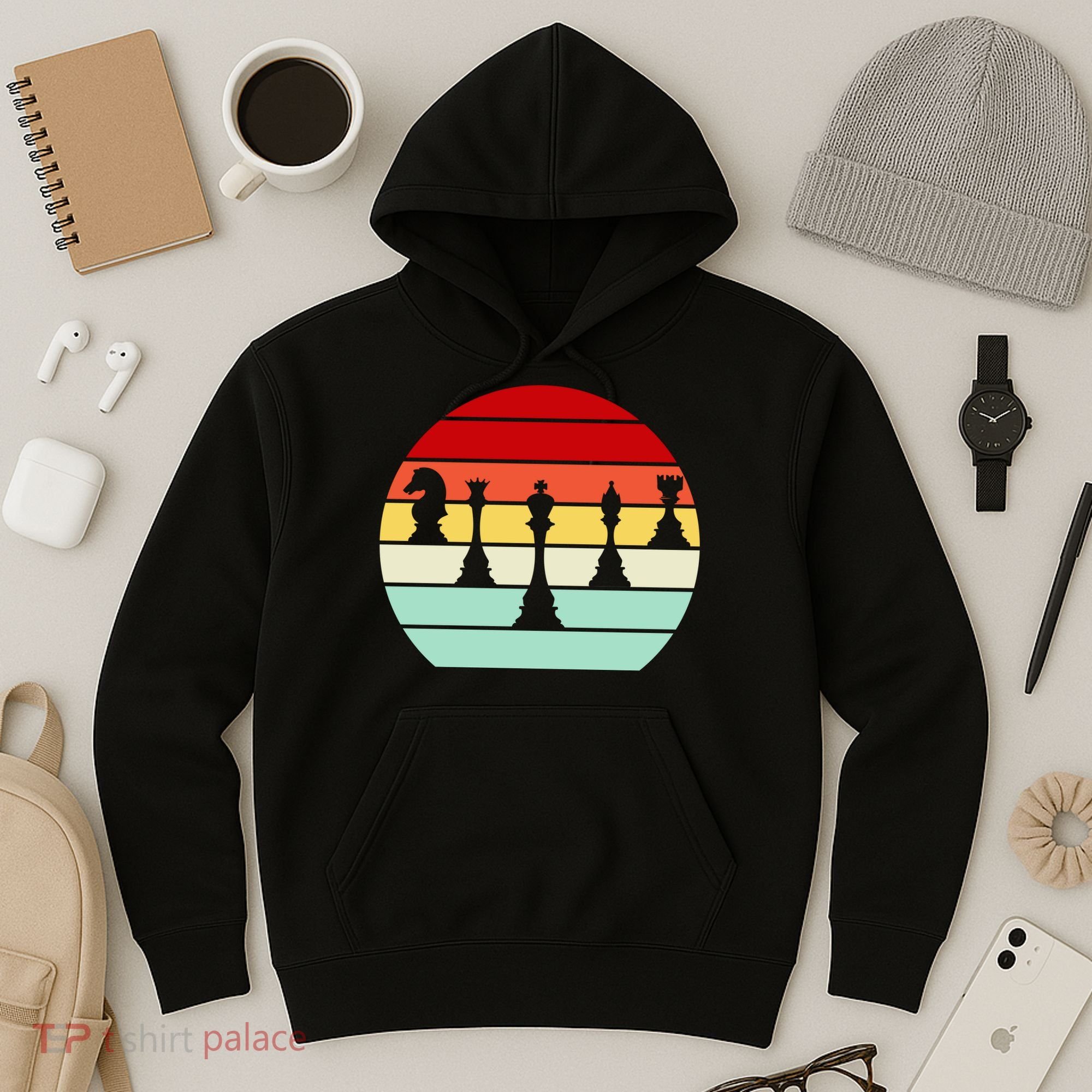Retro Chess Pieces Hoodie