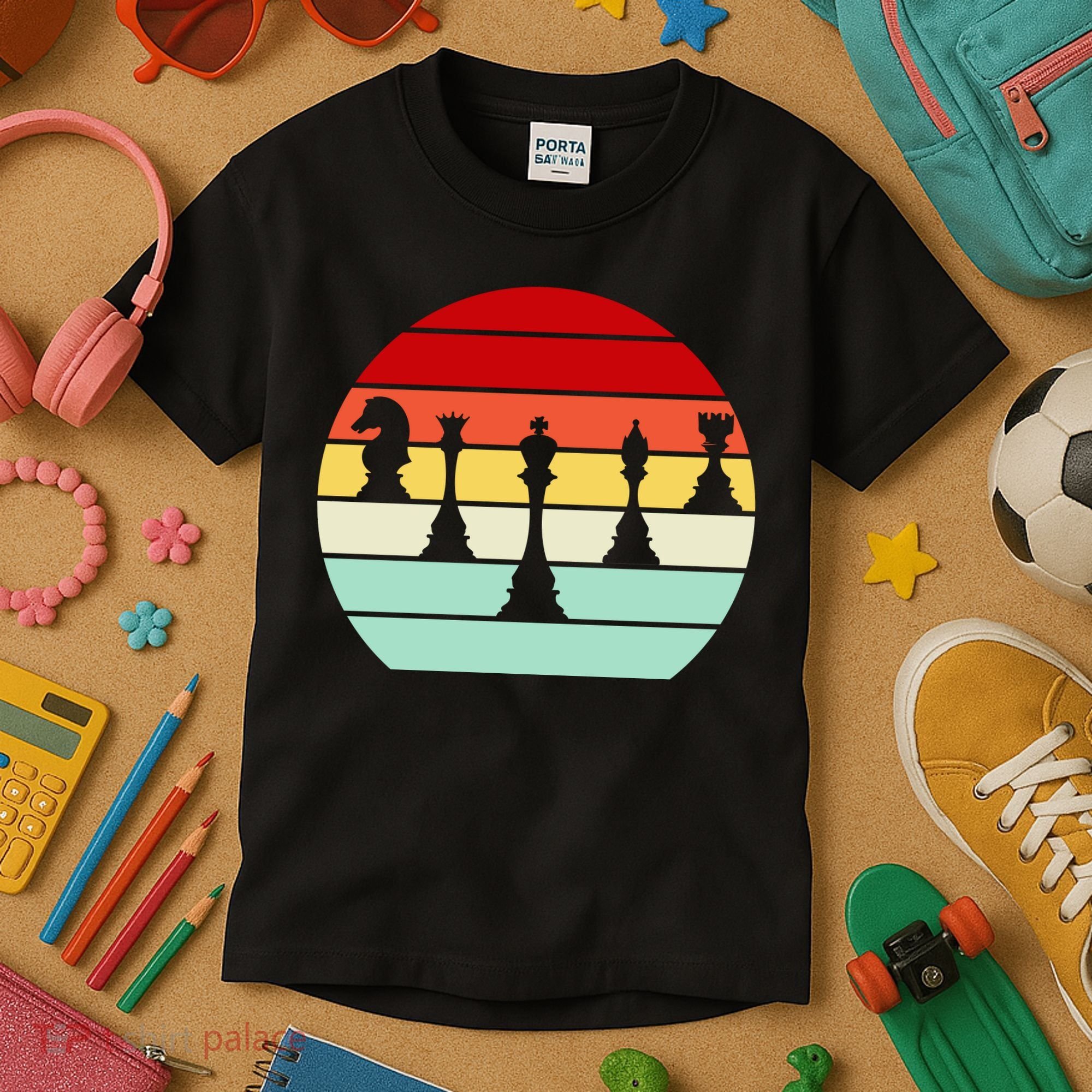 Retro Chess Pieces Kids T-Shirt