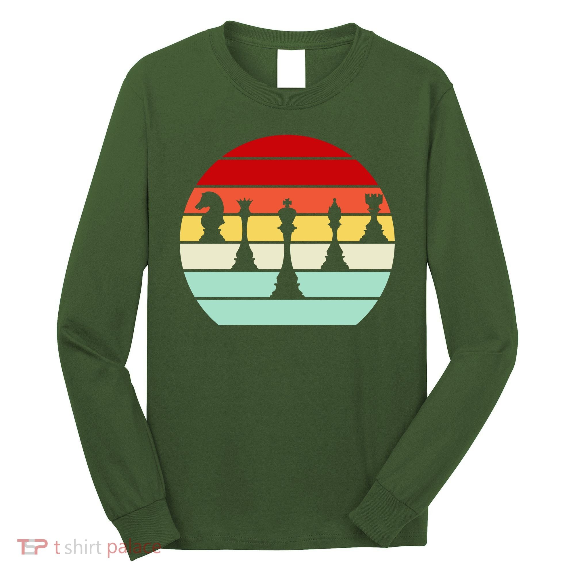 Retro Chess Pieces Long Sleeve Shirt
