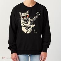 Rock Cat Playing Guitar Rock Kitty Funny Guitar Cat Women's Sweatshirt thumb 0