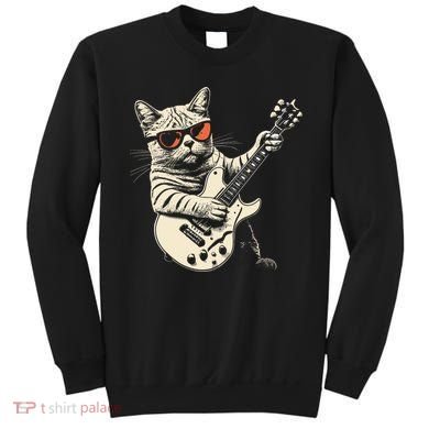 Rock Cat Playing Guitar Rock Kitty Funny Guitar Cat Sweatshirt