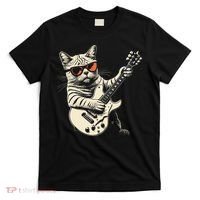 Rock Cat Playing Guitar Rock Kitty Funny Guitar Cat T-Shirt thumb 0