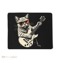 Rock Cat Playing Guitar Rock Kitty Funny Guitar Cat Mousepad thumb 0