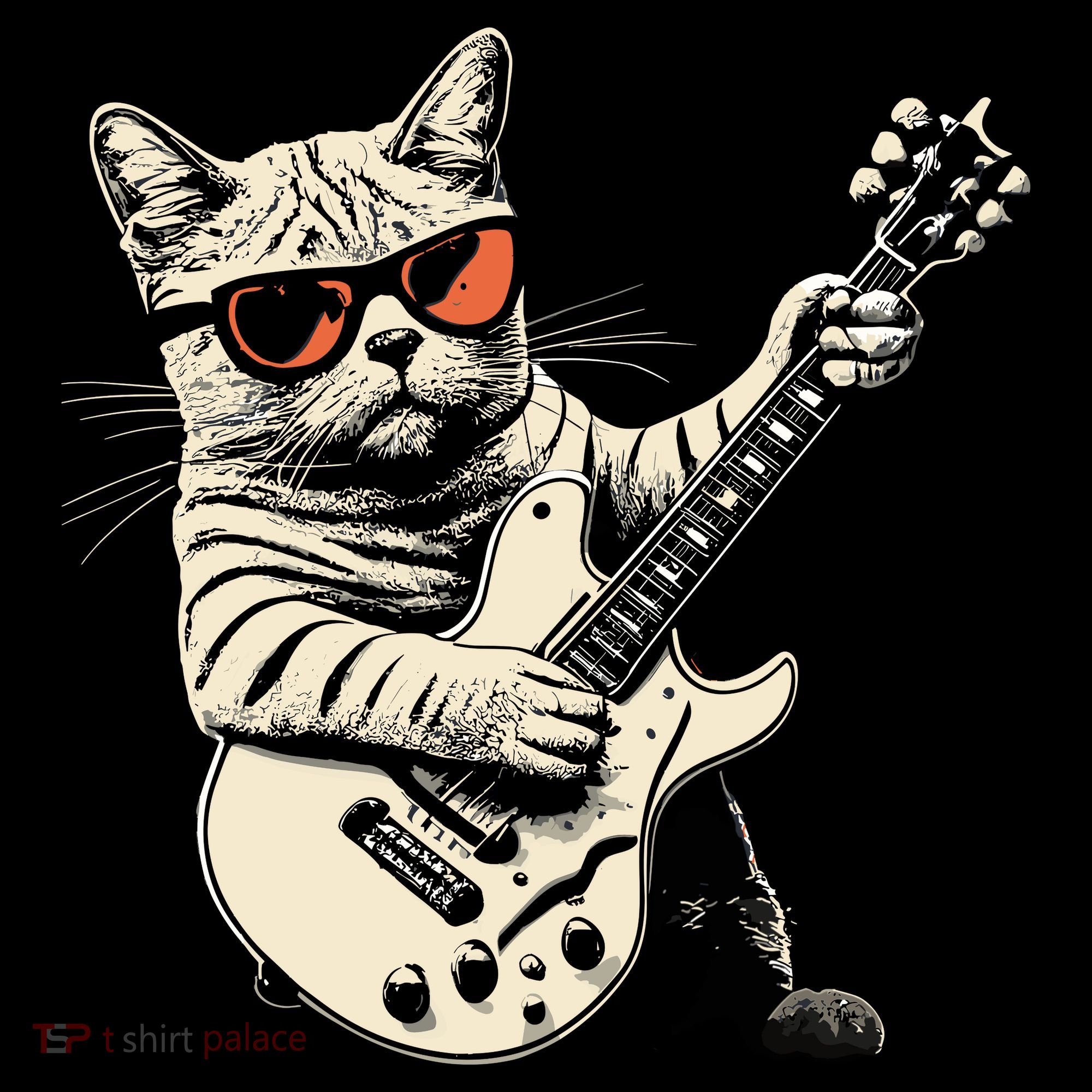 Rock Cat Playing Guitar Rock Kitty Funny Guitar Cat Mousepad