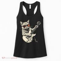 Rock Cat Playing Guitar Rock Kitty Funny Guitar Cat Women's Tank Top thumb 0