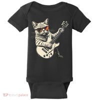 Rock Cat Playing Guitar Rock Kitty Funny Guitar Cat Baby Bodysuit thumb 0