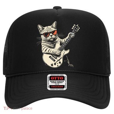 Rock Cat Playing Guitar Rock Kitty Funny Guitar Cat Hat