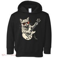Rock Cat Playing Guitar Rock Kitty Funny Guitar Cat Toddler Hoodie thumb 0