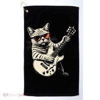Rock Cat Playing Guitar Rock Kitty Funny Guitar Cat Golf Towel thumb 0