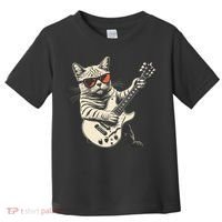Rock Cat Playing Guitar Rock Kitty Funny Guitar Cat Toddler T-Shirt thumb 0